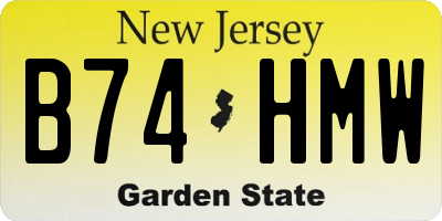 NJ license plate B74HMW