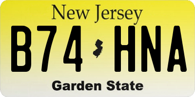 NJ license plate B74HNA