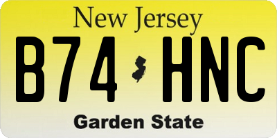 NJ license plate B74HNC
