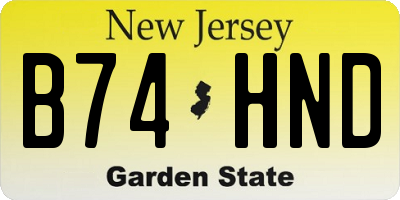 NJ license plate B74HND