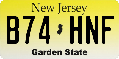 NJ license plate B74HNF