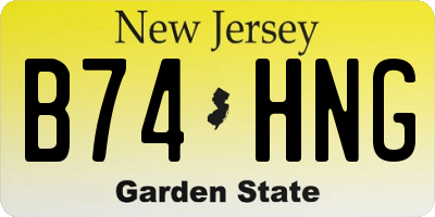 NJ license plate B74HNG