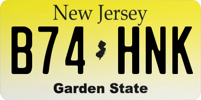 NJ license plate B74HNK