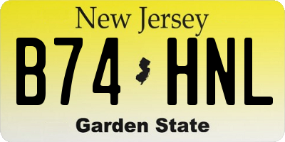 NJ license plate B74HNL