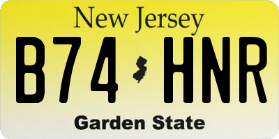 NJ license plate B74HNR