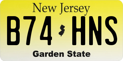 NJ license plate B74HNS