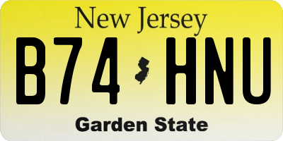 NJ license plate B74HNU