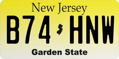 NJ license plate B74HNW