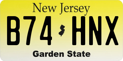 NJ license plate B74HNX