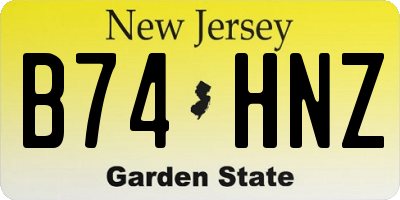 NJ license plate B74HNZ