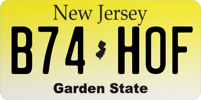 NJ license plate B74HOF