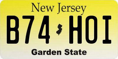 NJ license plate B74HOI