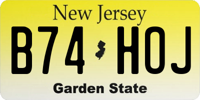 NJ license plate B74HOJ