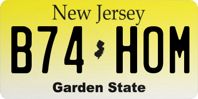 NJ license plate B74HOM
