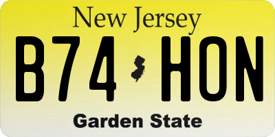 NJ license plate B74HON