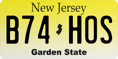 NJ license plate B74HOS