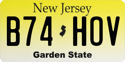 NJ license plate B74HOV