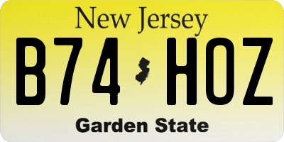 NJ license plate B74HOZ