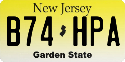 NJ license plate B74HPA
