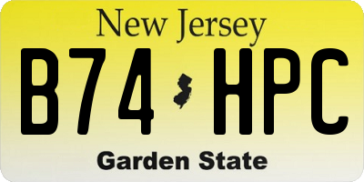 NJ license plate B74HPC
