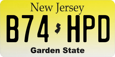 NJ license plate B74HPD