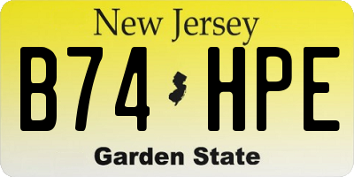 NJ license plate B74HPE