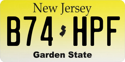 NJ license plate B74HPF