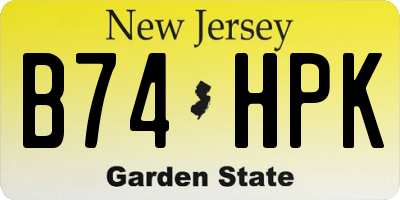 NJ license plate B74HPK