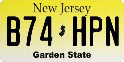 NJ license plate B74HPN