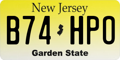 NJ license plate B74HPO