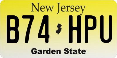 NJ license plate B74HPU