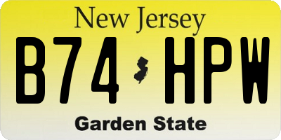 NJ license plate B74HPW