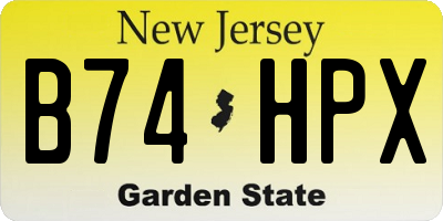 NJ license plate B74HPX