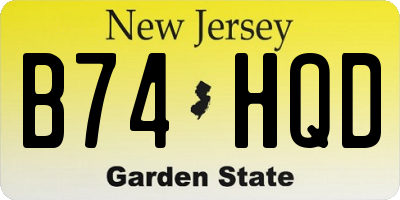 NJ license plate B74HQD