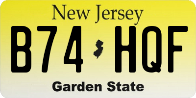NJ license plate B74HQF