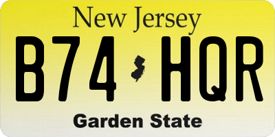 NJ license plate B74HQR