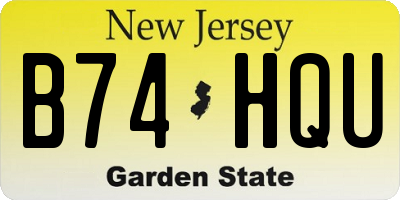 NJ license plate B74HQU