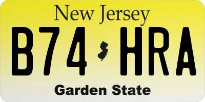 NJ license plate B74HRA