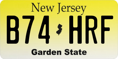 NJ license plate B74HRF