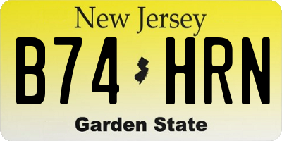 NJ license plate B74HRN