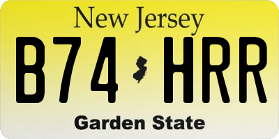 NJ license plate B74HRR