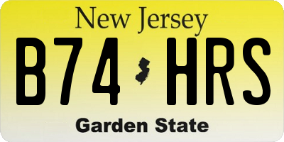 NJ license plate B74HRS