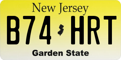 NJ license plate B74HRT