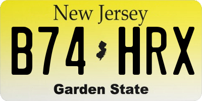 NJ license plate B74HRX