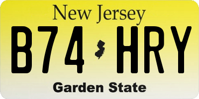 NJ license plate B74HRY