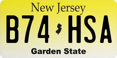 NJ license plate B74HSA
