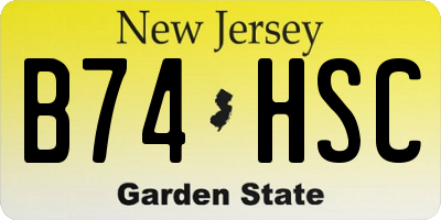 NJ license plate B74HSC