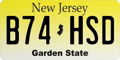 NJ license plate B74HSD
