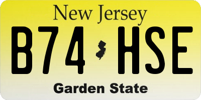 NJ license plate B74HSE