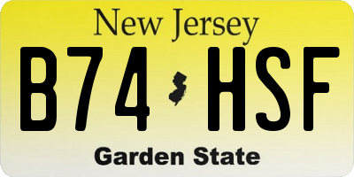 NJ license plate B74HSF